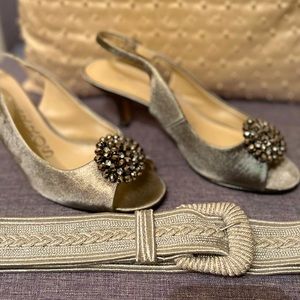 Gray shoes with matching bell